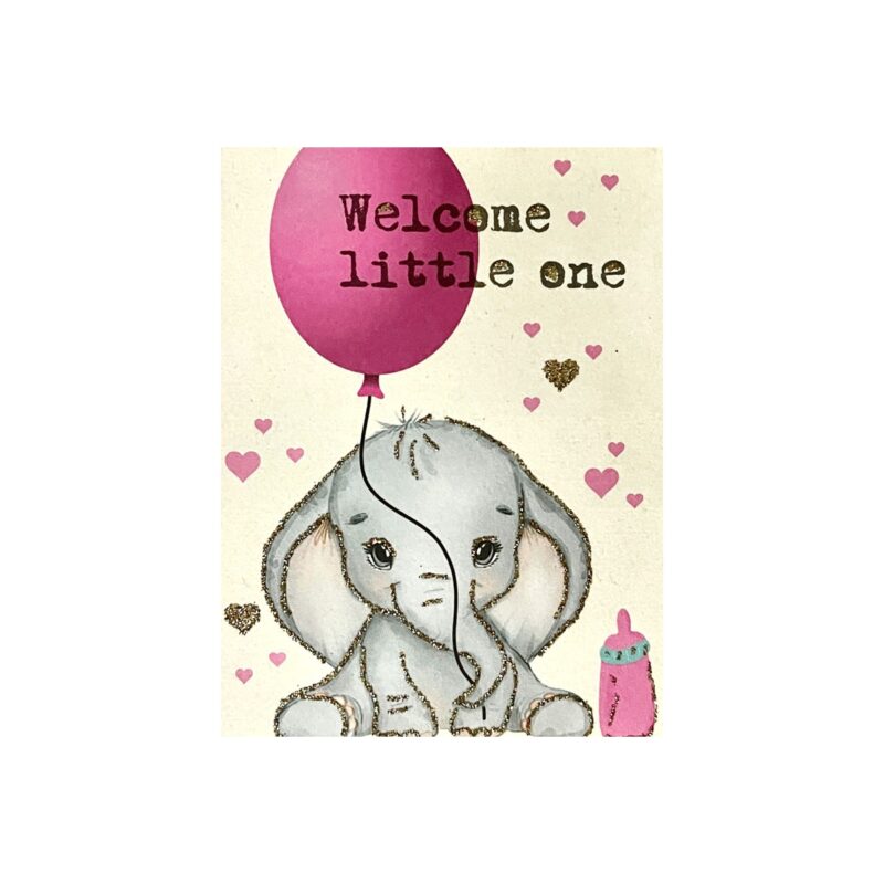 Kort - Welcome little one, bleikt