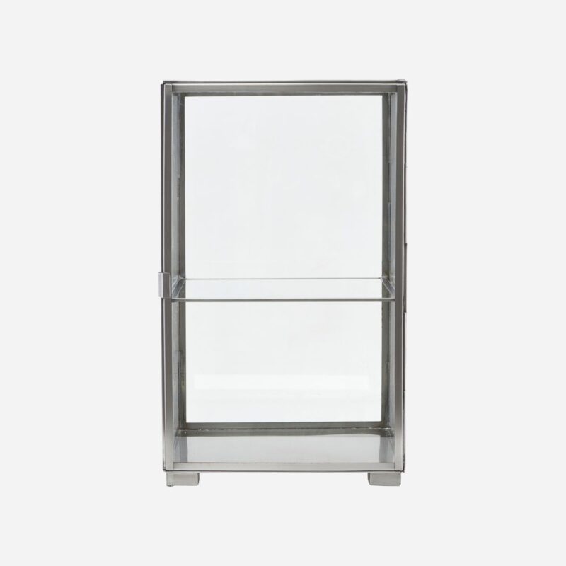 GLASS - Glerskápur, zinc 25x25cm h:41cm