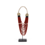 Marine rauð skeljahálsmen 20x8x62cm