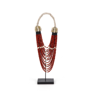 Marine rauð skeljahálsmen 20x8x62cm