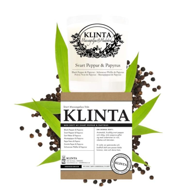 KLNTA ilm/nuddkerti - Black Pepper & Papyrus