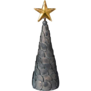 Jólatré m/gull stjörnu, zink 23cm