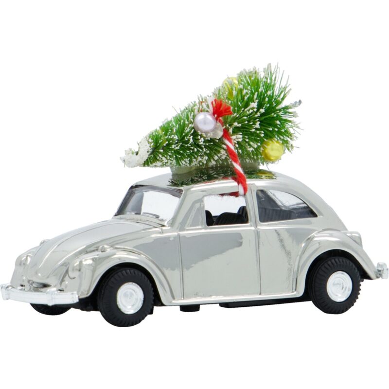 MINI Xmas bíll silfur l:8.5 cm