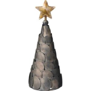 Jólatré m/gull stjörnu, zink 17.5cm
