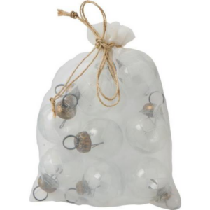 Jólakúla - mini glær h: 3,7cm, b: 3,3cm