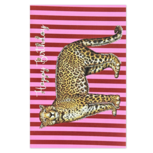 Kort - Happy Birthday Red/Pink Leopard