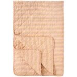 Rúmteppi - ljós bleikt m/röndum, 130x180cm