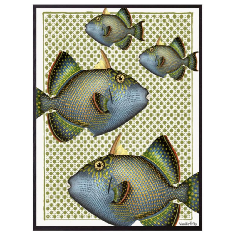 Mynd - Green fish 50x70cm
