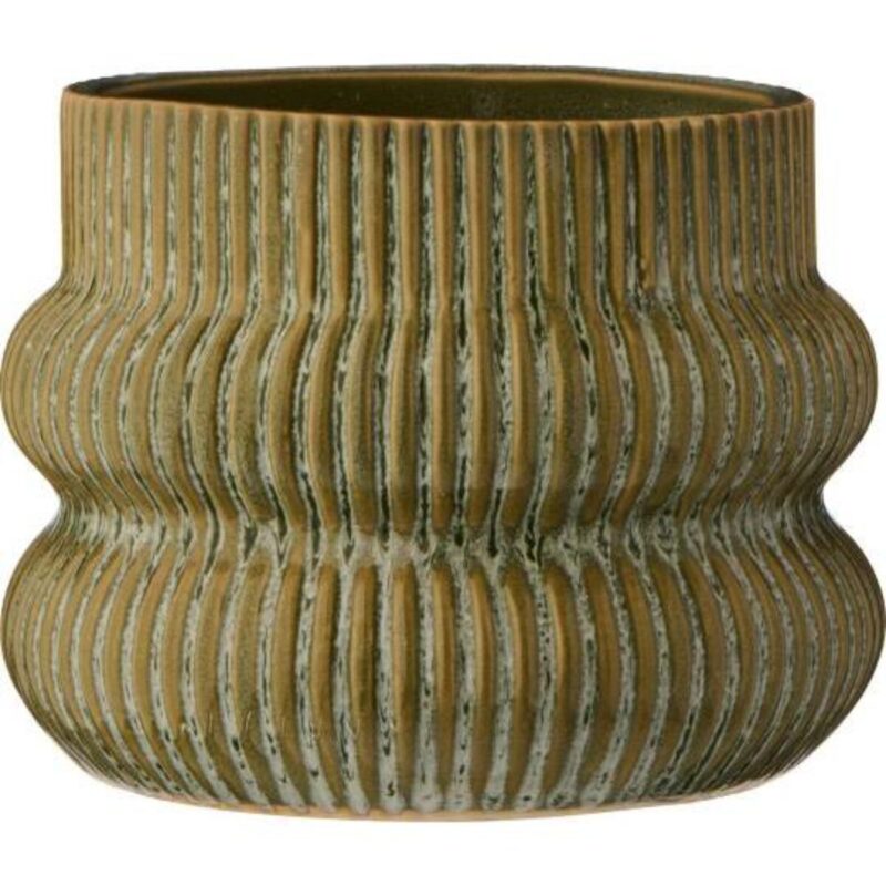 GROOVES - blómapottur, grænn 13.5cm