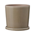SAGA - Blómapottur m/skál, beige 13,4cm