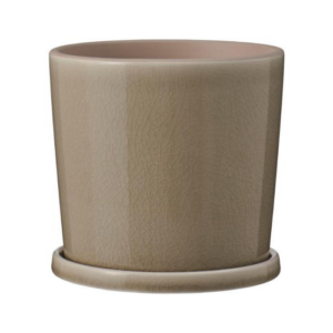 SAGA - Blómapottur m/skál, beige 13,4cm