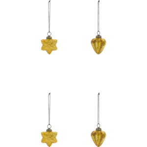 Heart&star - Jólakúlur, gyllt - 4 í pakka