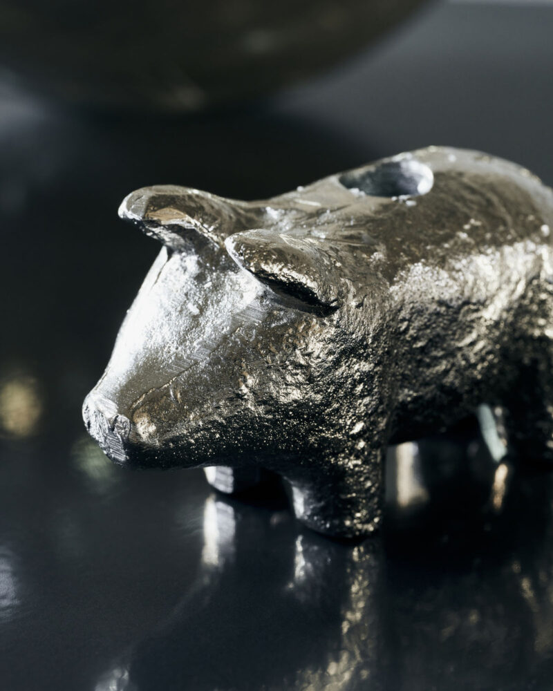 Kertastjaki Pig antique silfur h:5cm - Image 2
