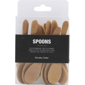 Bamboo spoon, w. white rubberband, l: 9