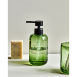 Wah, grænt gler sápuhaldari h:17 d:7,4cm