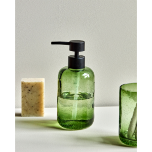 Wah, grænt gler sápuhaldari h:17 d:7,4cm