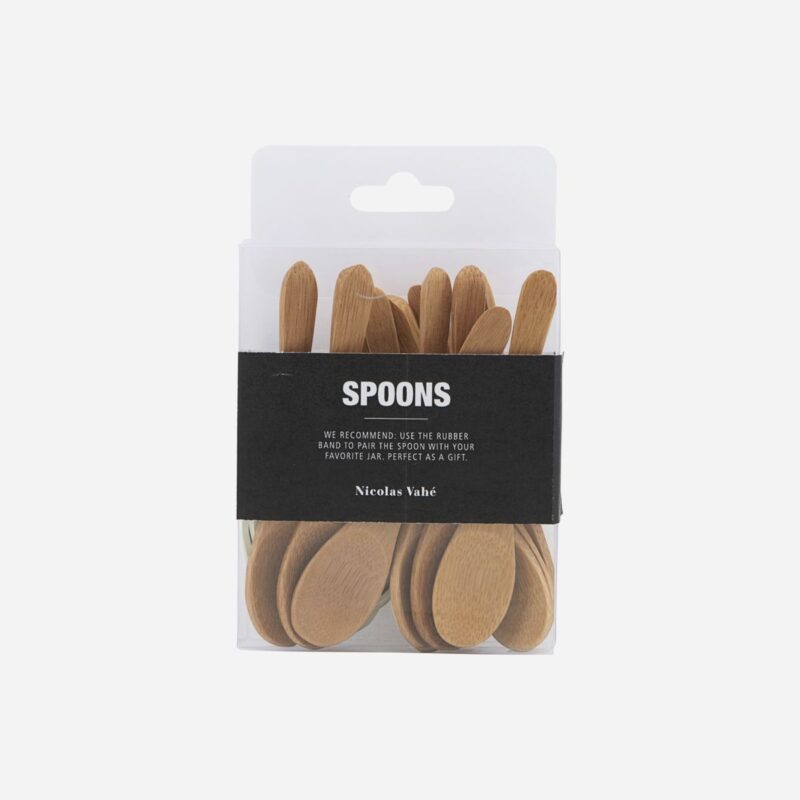 Bamboo spoon, w. white rubberband, l: 9