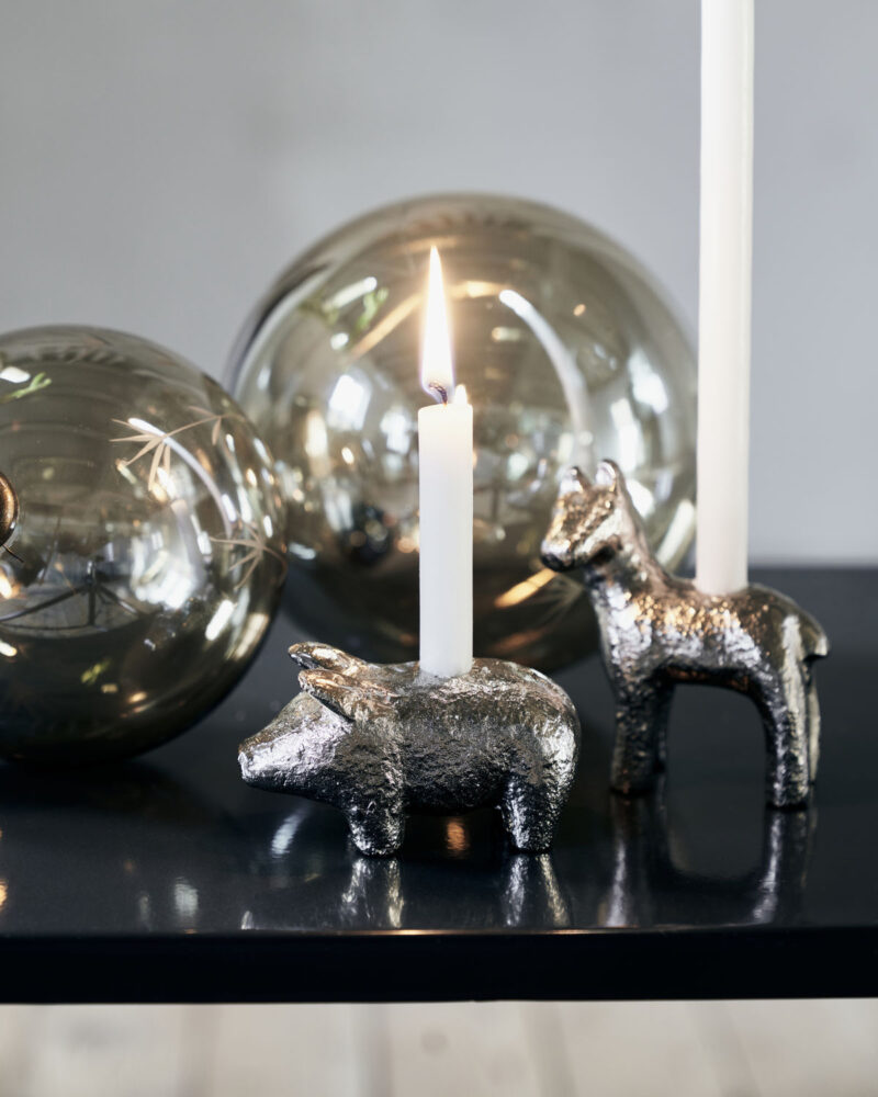 Kertastjaki Pig antique silfur h:5cm - Image 3