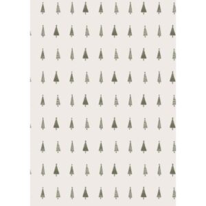 Gjafapappír - hvítt m/jólatré, 5m