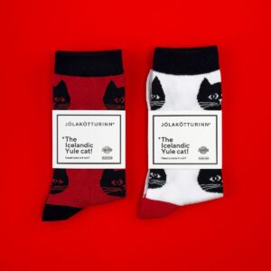 Jólakattarsokkar,  hvítir eða rauðir
