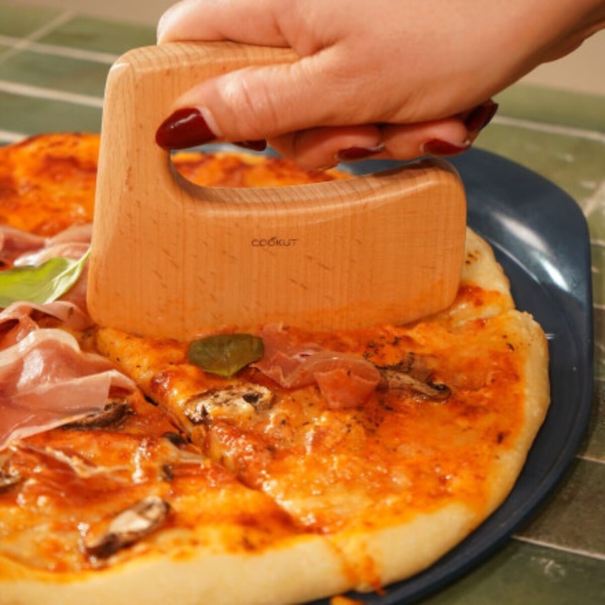 COOKUT - Pizza mót m/ hníf, grænt - Image 4