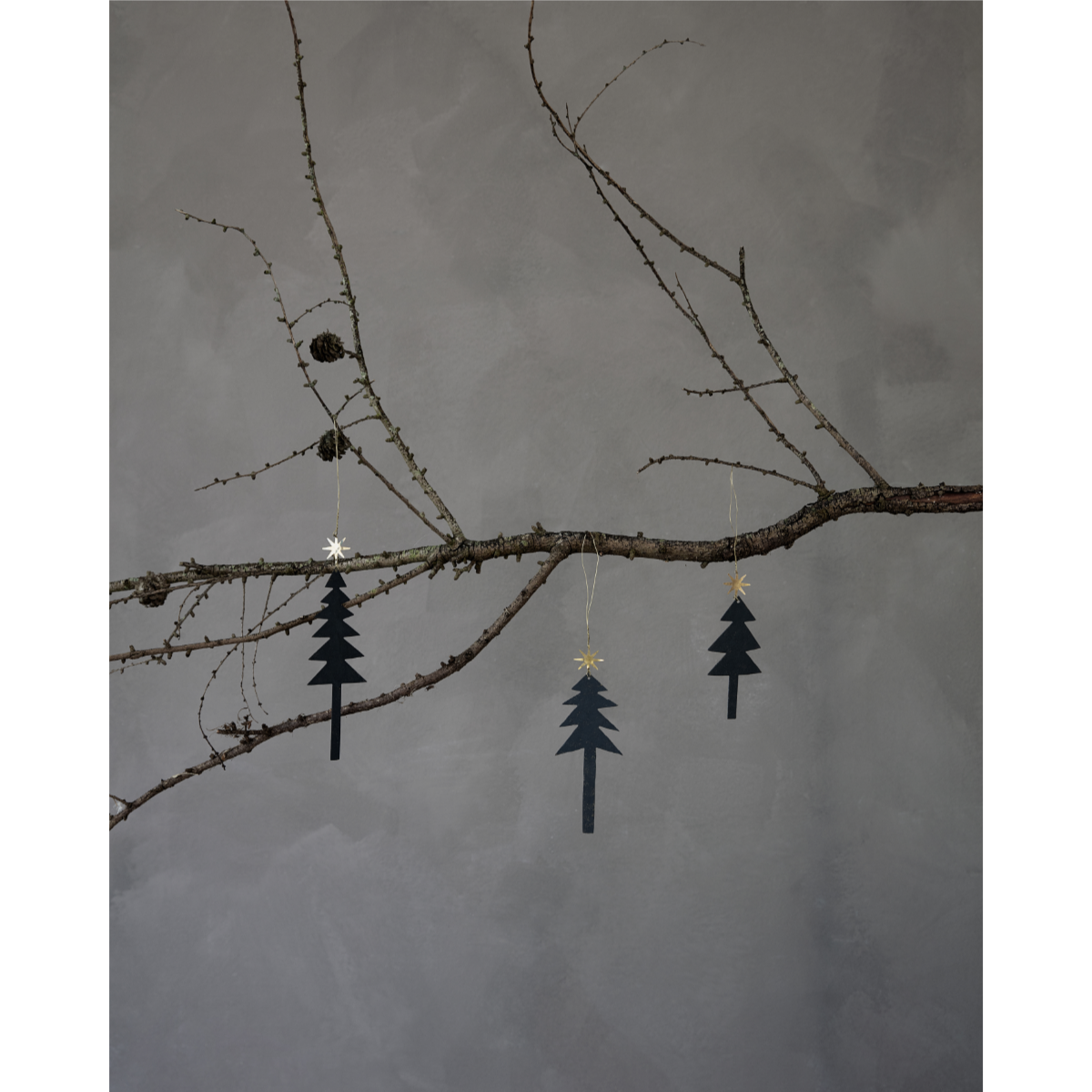 Skraut tré m/stjörnu svört sett af 3 - Image 2