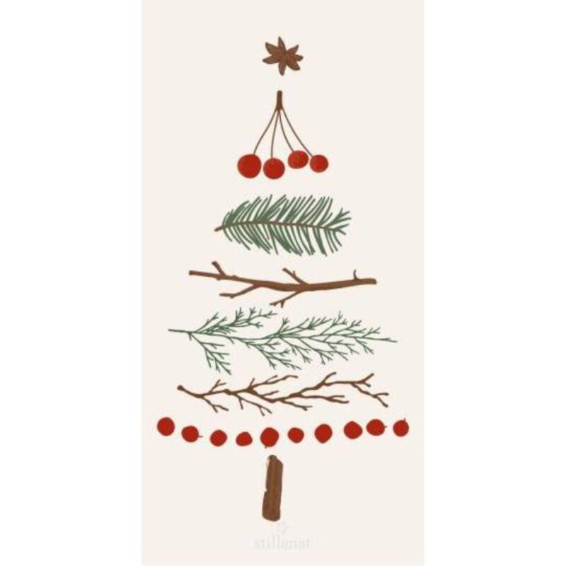 Servíettur - Christmas tree, 16stk
