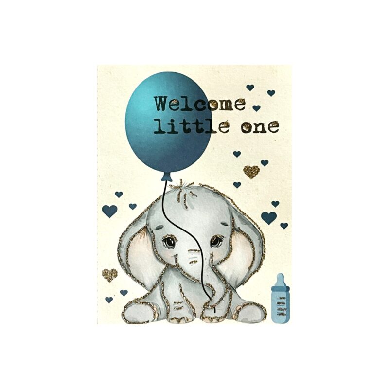 Kort - "Welcome little one", blátt