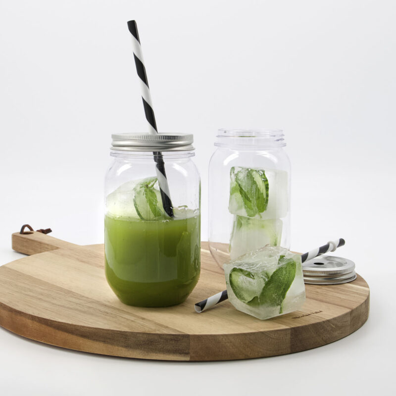 Plast glas með loki og röri - Image 4